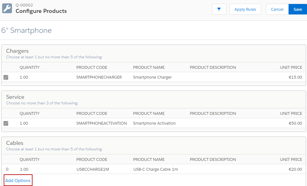 Salesforce CPQ Product Features