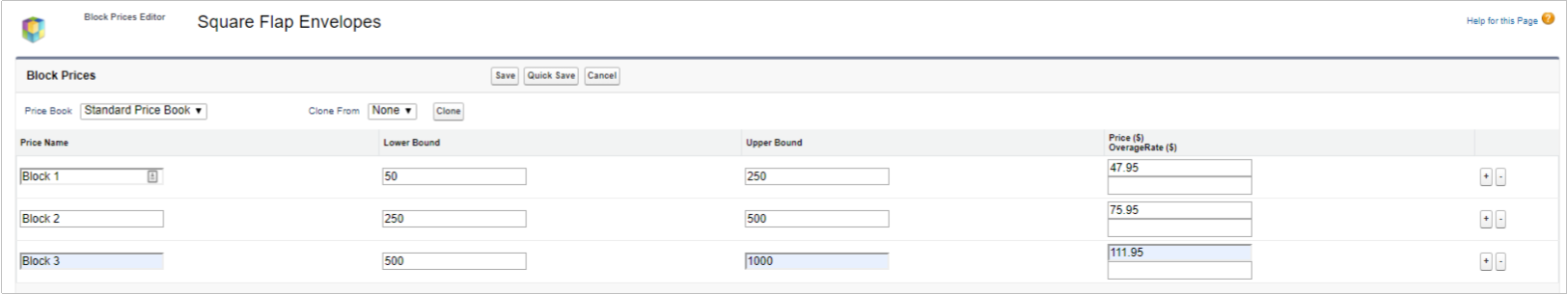 Salesforce CPQ Blcok Prices Levels