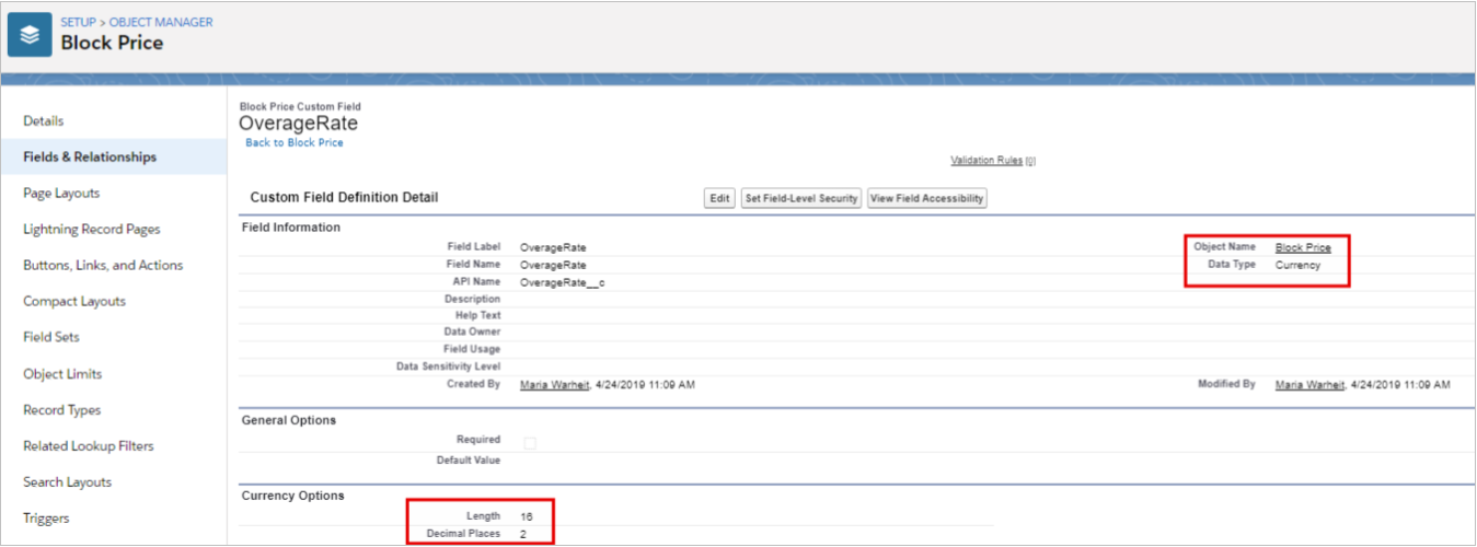 Salesforce CPQ OverageRate Field Information On Block Price Object