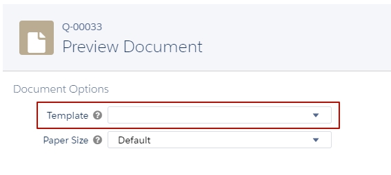 Salesforce CPQ Preview Document Options