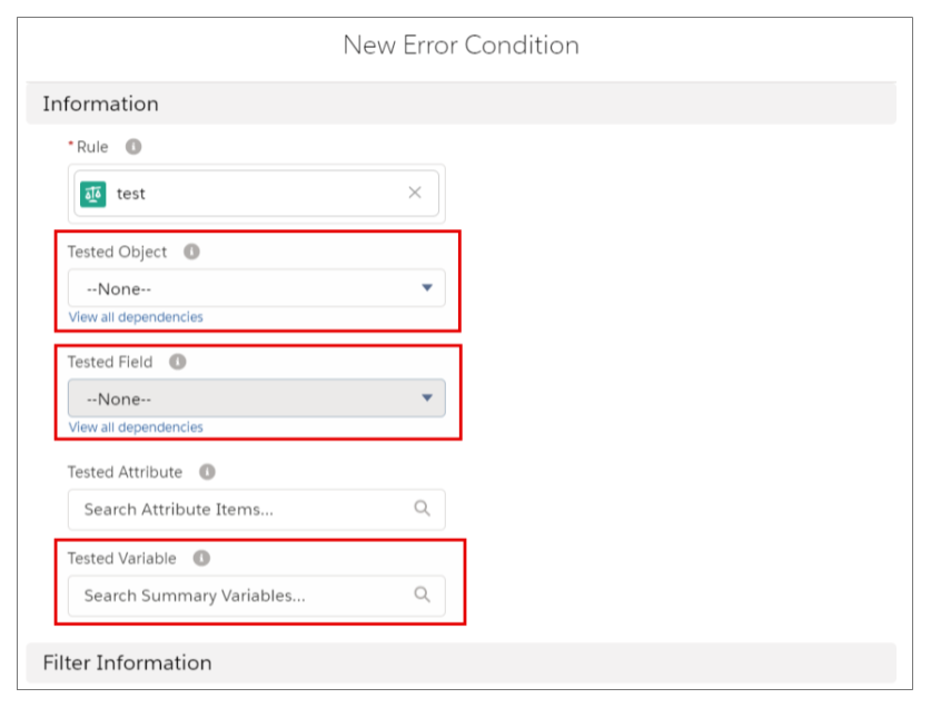 Salesforce CPQ New Error Condition Information Fieldset