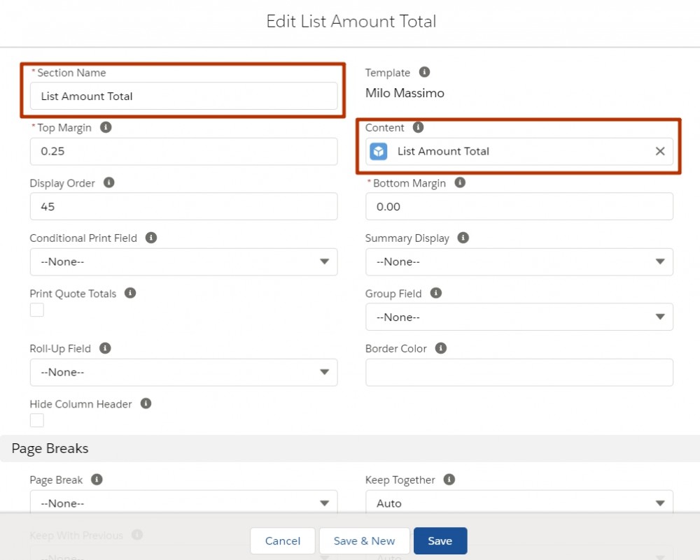 Salesforce CPQ Edit List Amount Fieldset