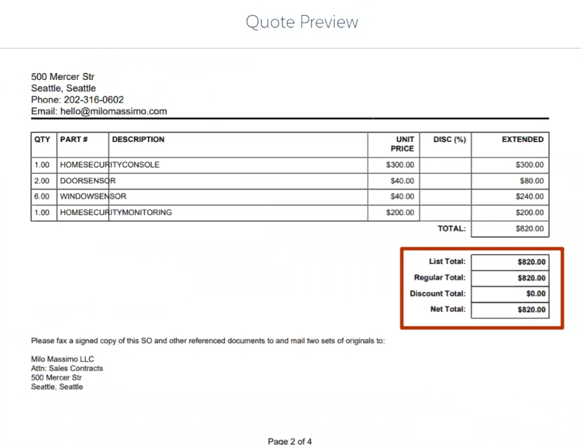 Salesforce CPQ Quote Subtotals Preview