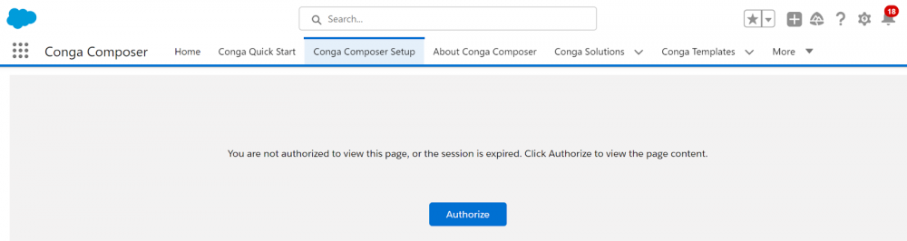 Conga Composer Authorize