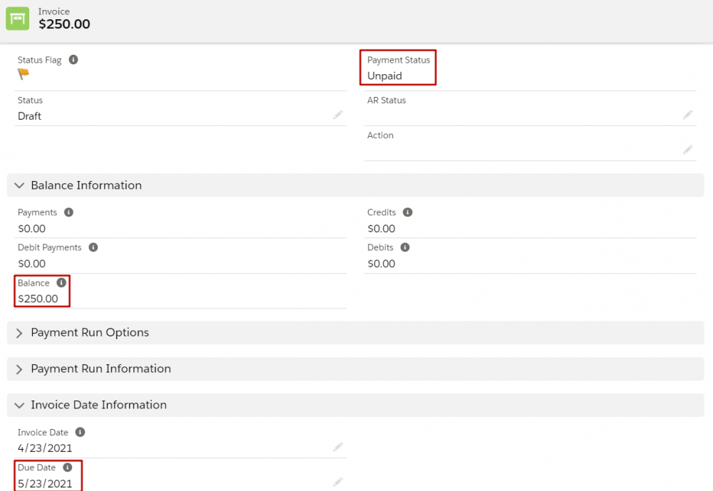 Revenue Cloud Invoice Fields and Picklists