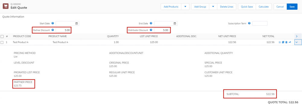 CPQ Partner and Distributor Discount on Quote Line Editor
