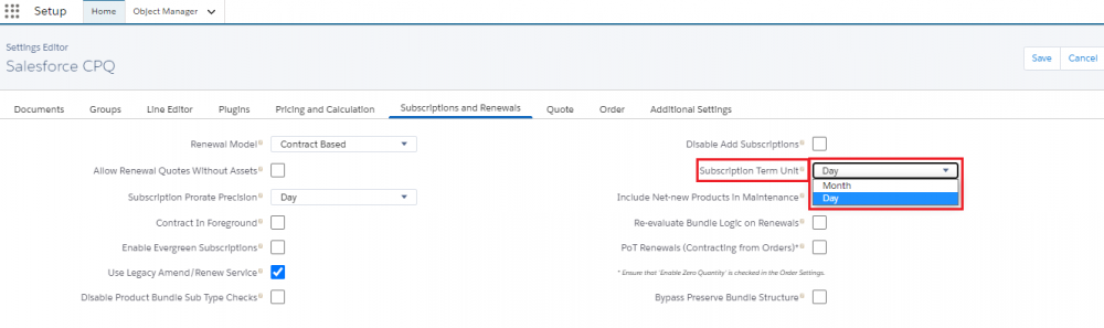 Salesforce CPQ, Subscription Term field