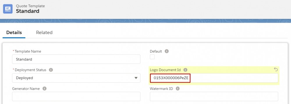 Salesforce CPQ Standard Quote Tempate Details Fields