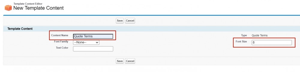 Salesforce CPQ Template Content Options